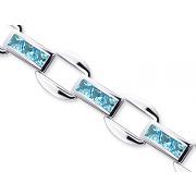 One of a Kind Design 4.50 carats total weight Princess Cut Swiss Blue Topaz Gemstone Bracelet in Sterling Silver