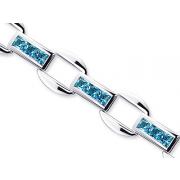 One of a Kind Design 4.50 carats total weight Princess Cut London Blue Topaz Gemstone Bracelet in Sterling Silver