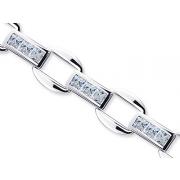 One of a Kind Design Princess Cut White CZ Gemstone Bracelet in Sterling Silver