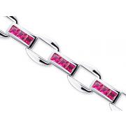 One of a Kind Design Princess Cut Created Ruby Gemstone Bracelet in Sterling Silver