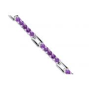 Classic Split Style 5.25 carats total weight Round Cut Amethyst Gemstone Bracelet in Sterling Silver