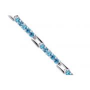 Classic Split Style 7.00 carats total weight Round Cut London Blue Topaz Gemstone Bracelet in Sterling Silver