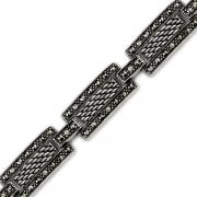 Inspirational Beauty: Sterling Silver Marcasite Antique Style 7 inch Rectangular Link Bracelet