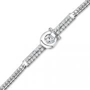 Unique Horseshoe Design Sterling Silver Half Bracelet with CZ Diamonds