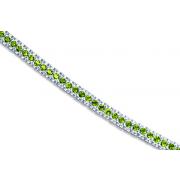 Bold and Beautiful 10.50 carats total weight Round Cut Peridot Gemstone TennisBracelet in Sterling Silver