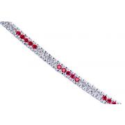 Bold and Beautiful Round Cut Created Ruby & White CZ Gemstone Tennis Bracelet in Sterling Silver