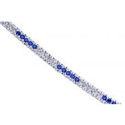 Bold and Beautiful Round Cut Created Sapphire & White CZ Gemstone Tennis Bracelet in Sterling Silver
