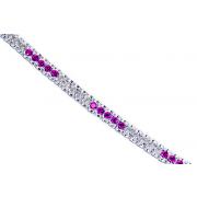 Bold and Beautiful 4.75 carats total weight Round Cut Amethyst & White CZ Gemstone Tennis Bracelet in Sterling Silver