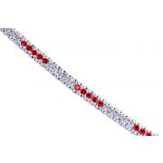 Bold and Beautiful 6.00 carats total weight Round Cut Garnet & White CZ Gemstone Tennis Bracelet in Sterling Silver