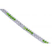 Bold and Beautiful 5.25 carats total weight Round Cut Peridot & White CZ Gemstone Tennis Bracelet in Sterling Silver