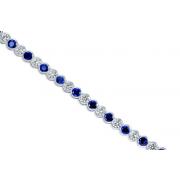 Must Have Round Cut Created Sapphire & White CZ Tennis Bracelet in Sterling Silver