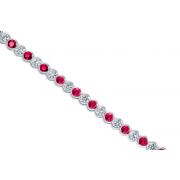 Must Have Round Cut Created Ruby & White CZ Tennis Bracelet in Sterling Silver