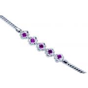 Trendy & Simple 1.25 carats total weight Round Shape Amethyst & White CZ Gemstone Bracelet in Sterling Silver