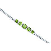 Wrist Hugging 4.75 carats total weight Round Cut Peridot Bracelet in Sterling Silver