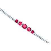 Wrist Hugging Round Cut Created Ruby Gemstone Bracelet in Sterling Silver