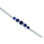 Wrist Hugging Round Cut Created Sapphire Gemstone Bracelet in Sterling Silver