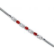 Luxurious 1.75 carats total weight Oval Cut Garnet & White CZ Gemstone Bracelet in Sterling Silver