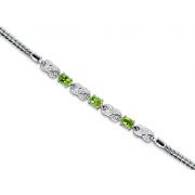 Luxurious 1.50 carats total weight Oval Cut Peridot & White CZ Gemstone Bracelet in Sterling Silver