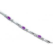 Modern Style 2.00 carats total weight Oval Cut Amethyst Gemstone Bracelet in Sterling Silver