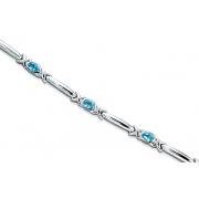 Modern Style 2.75 carats total weight Oval Cut Swiss Blue Topaz Gemstone Bracelet in Sterling Silver