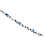 Modern Style 2.75 carats total weight Oval Cut London Blue Topaz Gemstone Bracelet in Sterling Silver