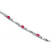 Modern Style Oval Cut Created Ruby Gemstone Bracelet in Sterling Silver