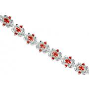 Delicately Handcrafted 9.50 carats total weight Oval & Round Cut Garnet Gemstone Bracelet in Sterling Silver