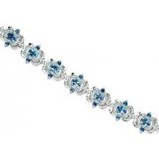 Delicately Handcrafted 10.00 carats total weight Oval & Round Cut London Blue Topaz Gemstone Bracelet in Sterling Silver