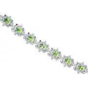 Delicately Handcrafted 6.75 carats total weight Oval Cut Peridot & White CZ Gemstone Bracelet in Sterling Silver