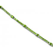 One of a Kind Design 6.75 carats total weight Princess & Round Cut Peridot Bracelet in Sterling Silver