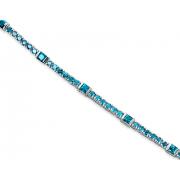 One of a Kind Design 7.25 carats total weight Princess & Round Cut Swiss Blue Topaz Bracelet in Sterling Silver