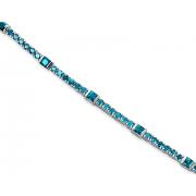 One of a Kind Design 7.25 carats total weight Princess & Round Cut London Blue Topaz Bracelet in Sterling Silver