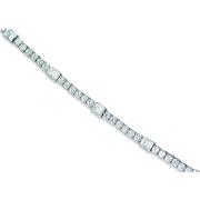 One of a Kind Design Princess & Round Cut White CZ Gemstone Bracelet in Sterling Silver