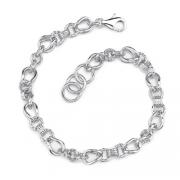 Savvy Style: Sterling Silver Designer Inspired Multi-shaped Fancy Link Chain Bracelet