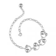 Rings of Beauty: Sterling Silver Designer Inspired Oval Link Chain Bracelet with Silver Bead Rings