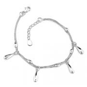 Dazzling Beauty: Sterling Silver Designer Inspired Double Box Chain Bracelet with silver Beads and Silver teardrop Charms