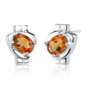 1.50 Carats Oval Shape Citrine Earrings in Sterling Silver