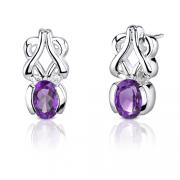 1.50 Carats Oval Shape Amethyst Earrings in Sterling Silver