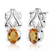1.50 Carats Oval Shape Citrine Earrings in Sterling Silver