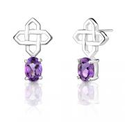 Oval Shape 1.50 Carats Amethyst Earrings in Sterling Silver