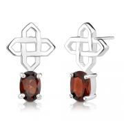 2.00 Carats Oval Shape Garnet Earrings in Sterling Silver