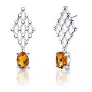 1.50 Carats Oval Shape Citrine Earrings in Sterling Silver