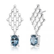 2.00 Carats Oval Cut London Blue Topaz Earrings in Sterling Silver