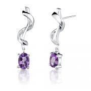 1.50 Carats Amethyst Oval Shape Earrings in Sterling Silver