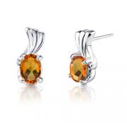 Oval Shape 1.50 Carats Citrine Earrings in Sterling Silver
