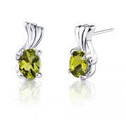 1.50 Carats Oval Shape Peridot Earrings in Sterling Silver