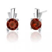 2.25 Carats Round Cut Garnet Earrings in Sterling Silver