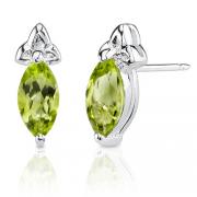 1.00 Carats Marquise Shape Peridot Earrings in Sterling Silver