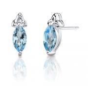 Marquise Shape 1.25 Carats Swiss Topaz Earrings in Sterling Silver