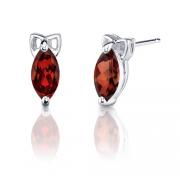 1.25 Carats Marquise Cut Garnet Earrings in Sterling Silver